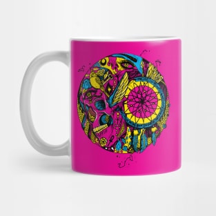 CMYK Skull and Dreamcatcher Circle Mug